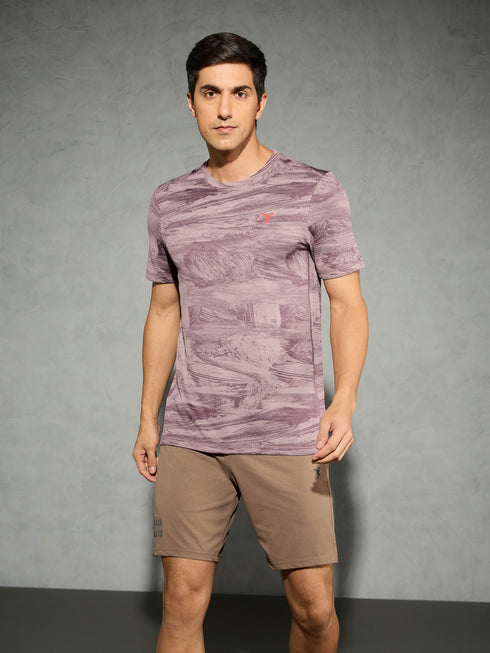 Men Jacquard Slim Fit Crew Neck T-shirt with DOUBLE COOL