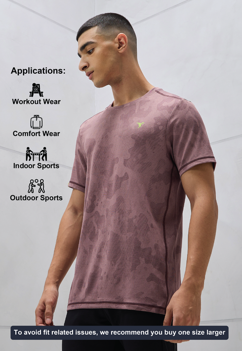 Men Jacquard Slim Fit Crew Neck T-shirt with DOUBLE COOL