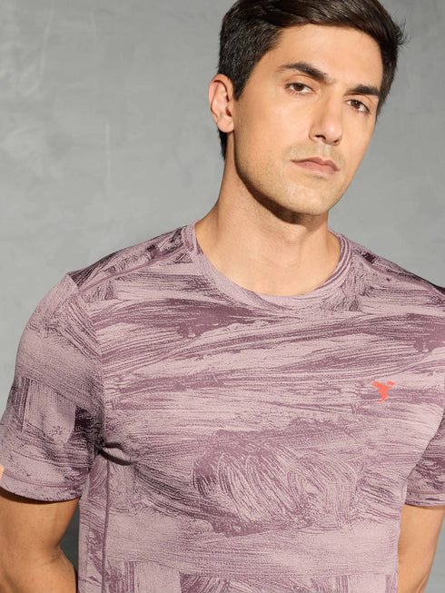 Men Jacquard Slim Fit Crew Neck T-shirt with DOUBLE COOL