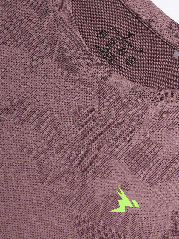 Men Jacquard Slim Fit Crew Neck T-shirt with DOUBLE COOL