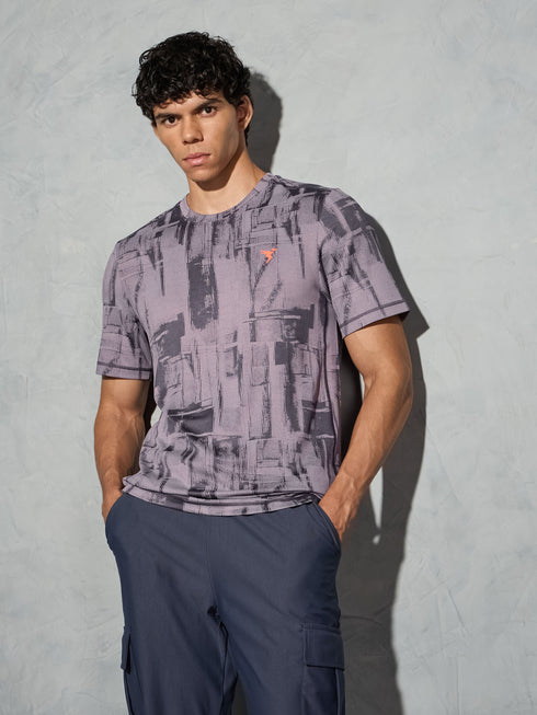Men Jacquard Slim Fit Crew Neck T-shirt with DOUBLE COOL