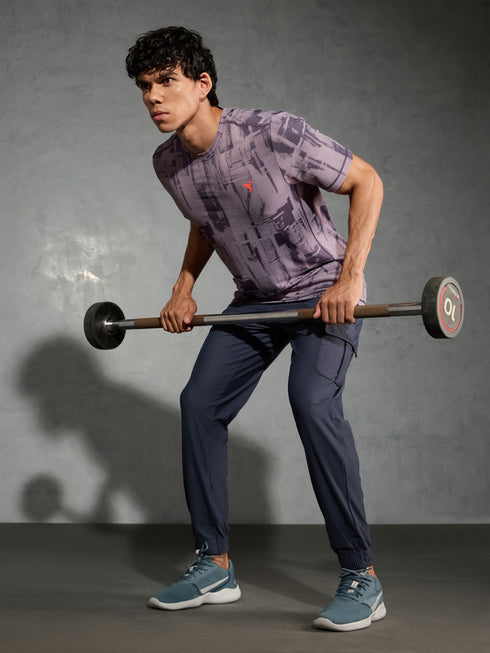 Men Jacquard Slim Fit Crew Neck T-shirt with DOUBLE COOL