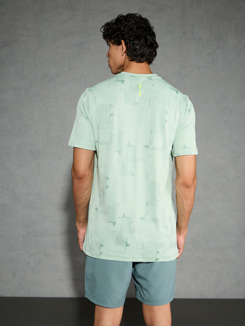 Men Jacquard Slim Fit Crew Neck T-shirt with DOUBLE COOL