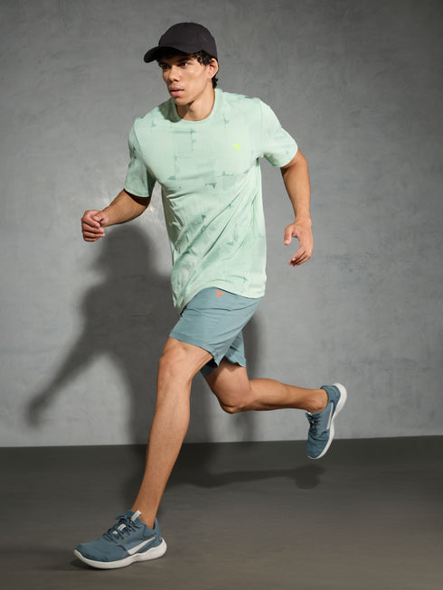 Men Jacquard Slim Fit Crew Neck T-shirt with DOUBLE COOL