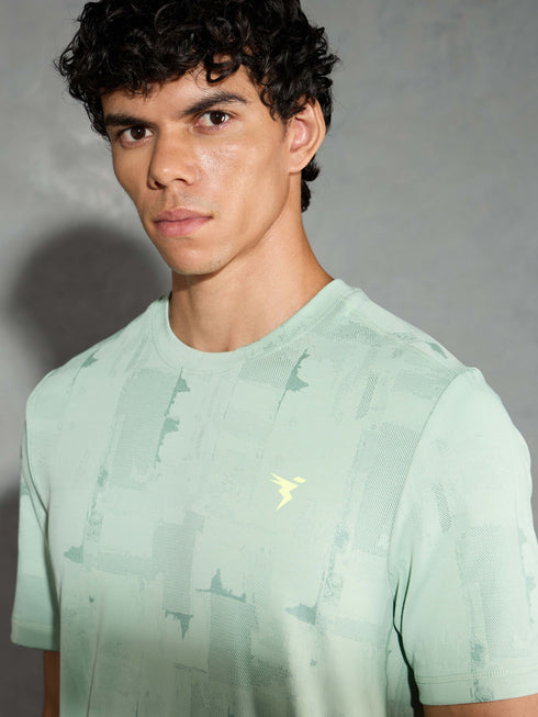 Men Jacquard Slim Fit Crew Neck T-shirt with DOUBLE COOL