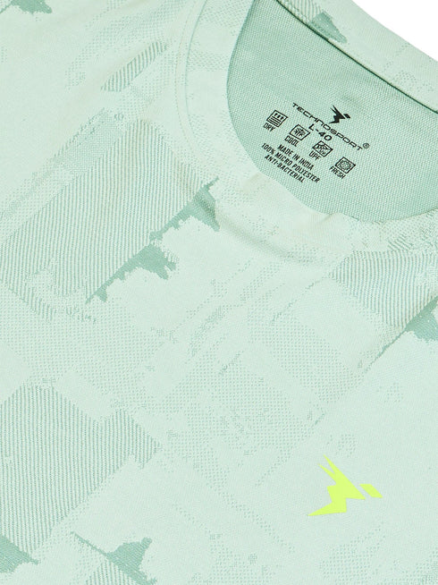 Men Jacquard Slim Fit Crew Neck T-shirt with DOUBLE COOL