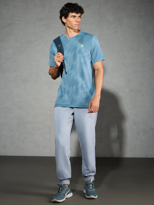 Men Jacquard Slim Fit Crew Neck T-shirt with DOUBLE COOL