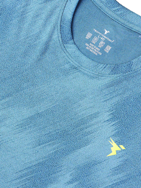 Men Jacquard Slim Fit Crew Neck T-shirt with DOUBLE COOL