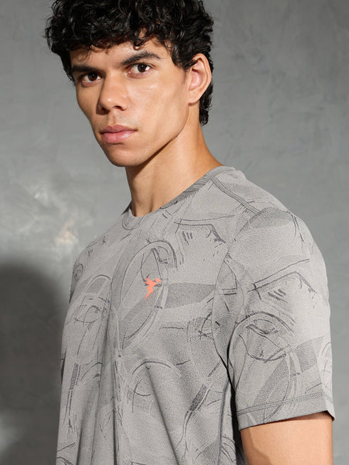 Men Jacquard Slim Fit Crew Neck T-shirt with DOUBLE COOL