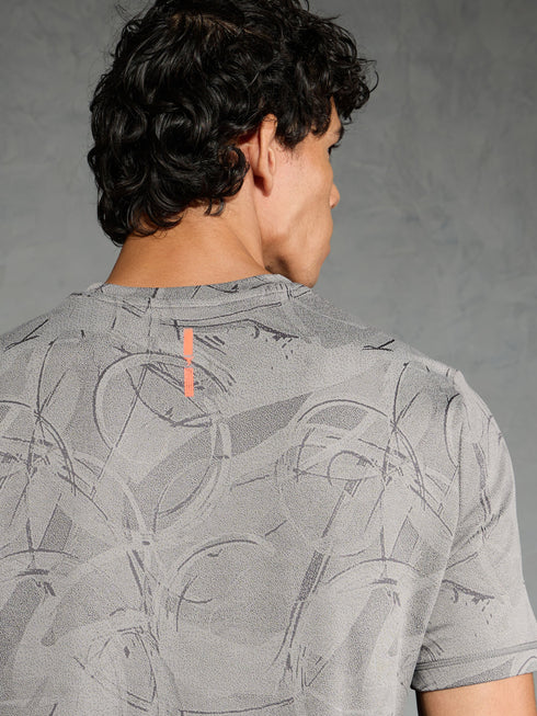 Men Jacquard Slim Fit Crew Neck T-shirt with DOUBLE COOL