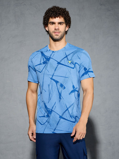 Men Jacquard Slim Fit Crew Neck T-shirt with DOUBLE COOL