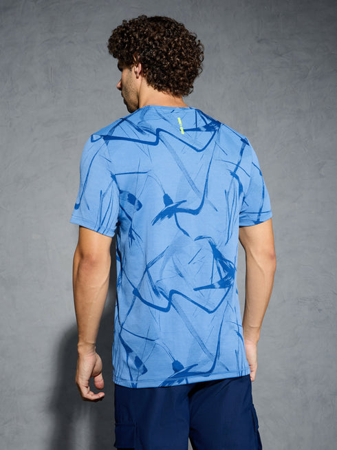 Men Jacquard Slim Fit Crew Neck T-shirt with DOUBLE COOL
