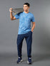 Men Jacquard Slim Fit Crew Neck T-shirt with DOUBLE COOL