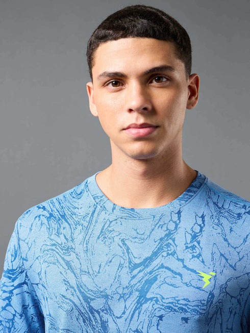Men Jacquard Slim Fit Crew Neck T-shirt with DOUBLE COOL