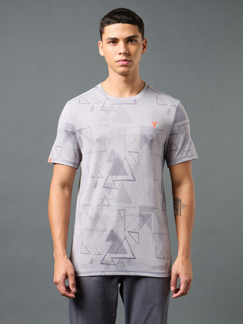 Men Jacquard Slim Fit Crew Neck T-shirt with DOUBLE COOL