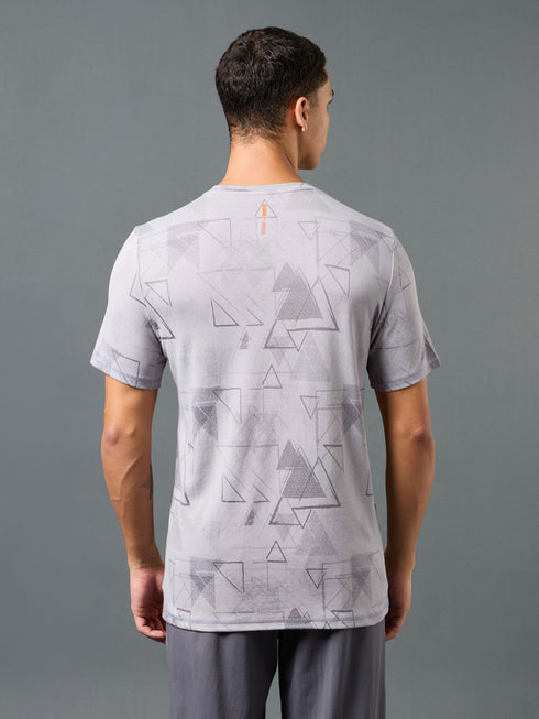 Men Jacquard Slim Fit Crew Neck T-shirt with DOUBLE COOL