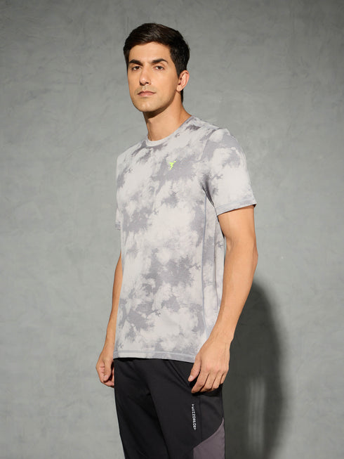 Men Jacquard Slim Fit Crew Neck T-shirt with DOUBLE COOL
