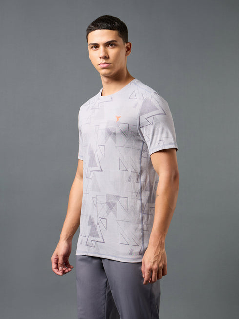 Men Jacquard Slim Fit Crew Neck T-shirt with DOUBLE COOL