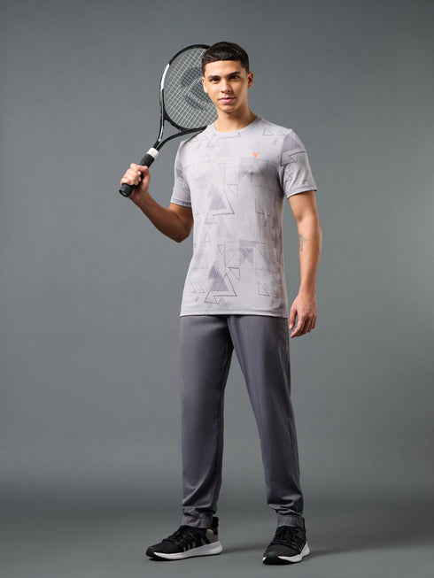 Men Jacquard Slim Fit Crew Neck T-shirt with DOUBLE COOL
