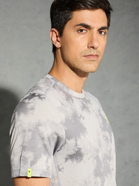 Men Jacquard Slim Fit Crew Neck T-shirt with DOUBLE COOL