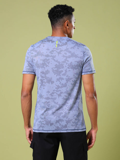 Men Jacquard Slim Fit Crew Neck T-shirt with DOUBLE COOL