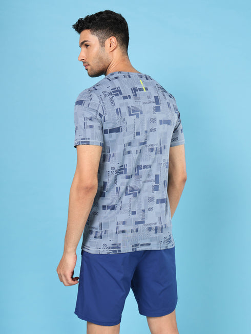 Men Jacquard Slim Fit Crew Neck T-shirt with DOUBLE COOL