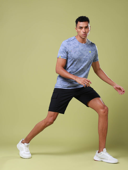 Men Jacquard Slim Fit Crew Neck T-shirt with DOUBLE COOL
