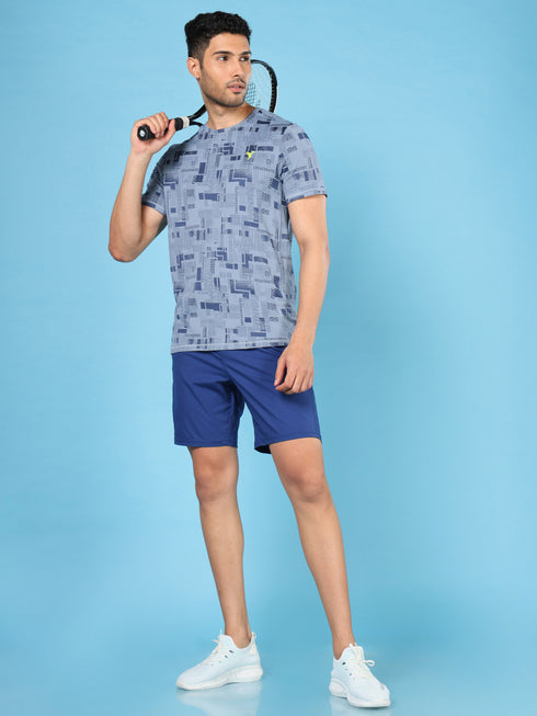 Men Jacquard Slim Fit Crew Neck T-shirt with DOUBLE COOL