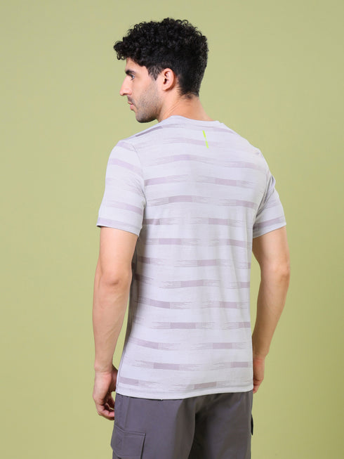 Men Jacquard Slim Fit Crew Neck T-shirt with DOUBLE COOL