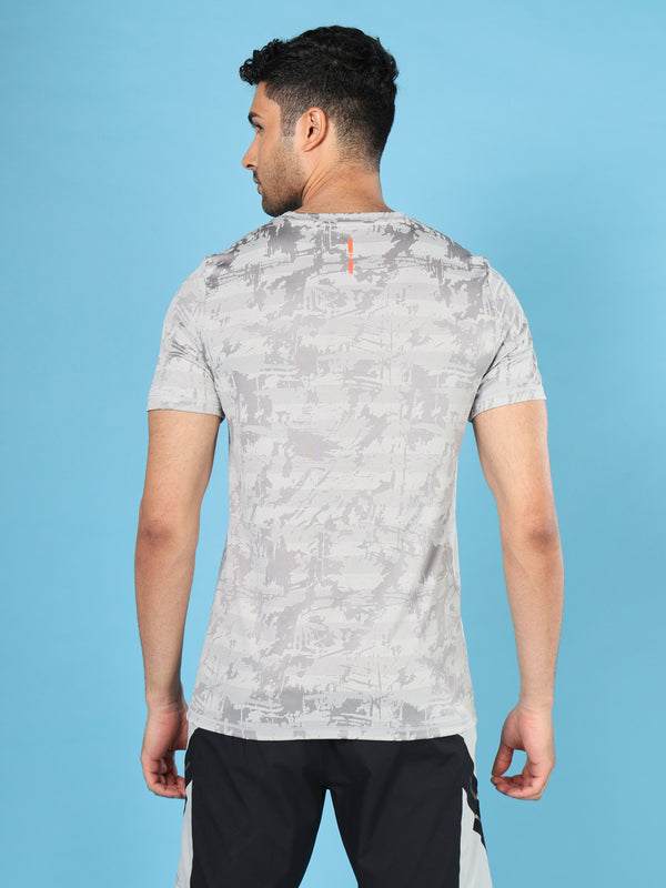 Men Jacquard Slim Fit Crew Neck T-shirt with DOUBLE COOL