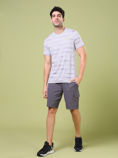 Men Jacquard Slim Fit Crew Neck T-shirt with DOUBLE COOL