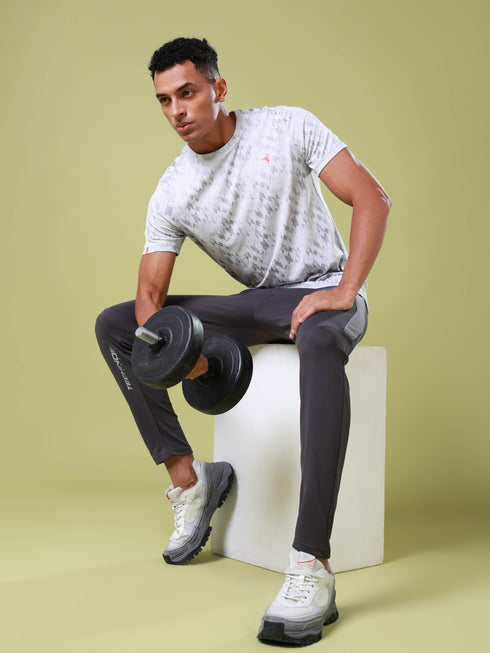 Men Jacquard Slim Fit Crew Neck T-shirt with DOUBLE COOL