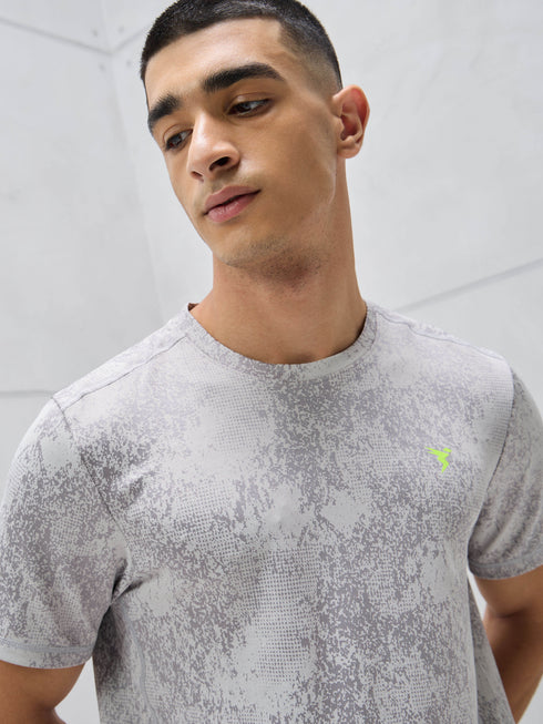 Men Jacquard Slim Fit Crew Neck T-shirt with DOUBLE COOL