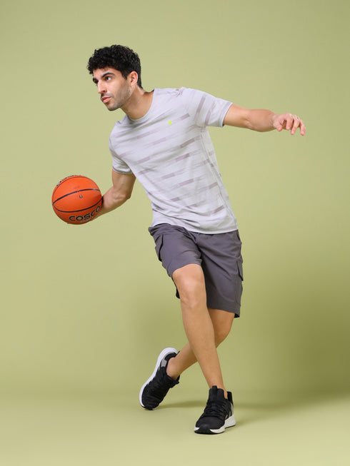 Men Jacquard Slim Fit Crew Neck T-shirt with DOUBLE COOL