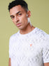 Men Jacquard Slim Fit Crew Neck T-shirt with DOUBLE COOL