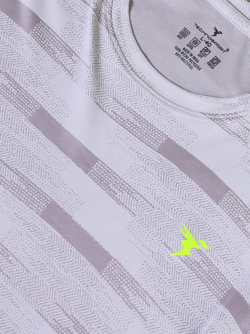 Men Jacquard Slim Fit Crew Neck T-shirt with DOUBLE COOL
