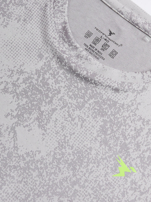 Men Jacquard Slim Fit Crew Neck T-shirt with DOUBLE COOL