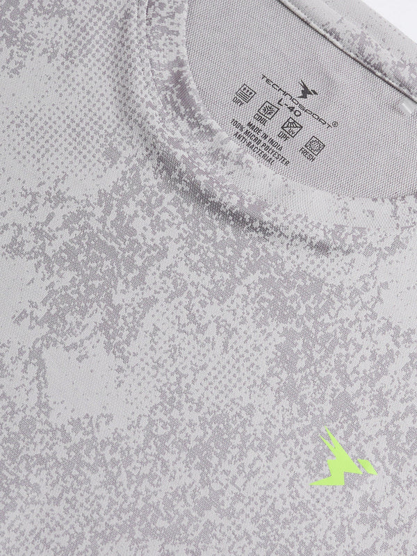 Men Jacquard Slim Fit Crew Neck T-shirt with DOUBLE COOL