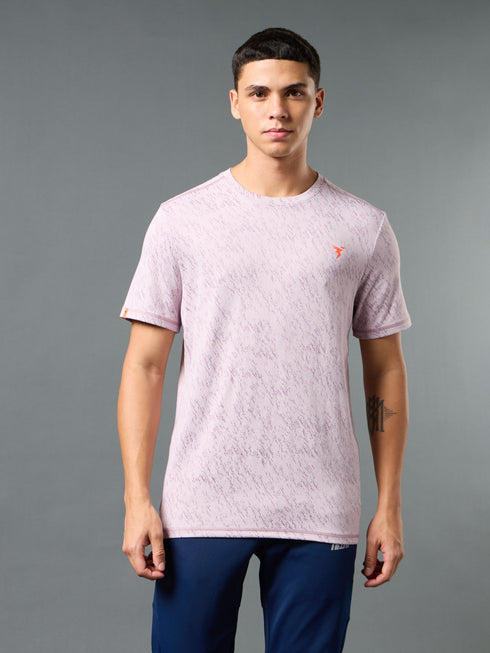 Men Jacquard Slim Fit Crew Neck T-shirt with DOUBLE COOL