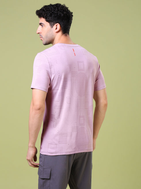 Men Jacquard Slim Fit Crew Neck T-shirt with DOUBLE COOL