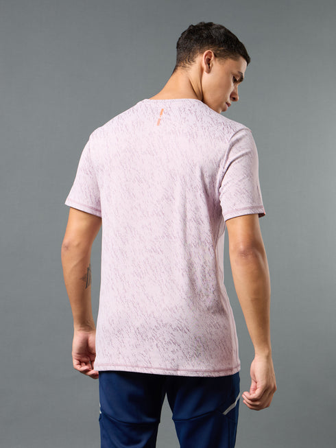 Men Jacquard Slim Fit Crew Neck T-shirt with DOUBLE COOL