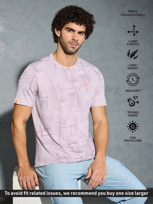 Men Jacquard Slim Fit Crew Neck T-shirt with DOUBLE COOL