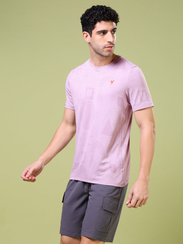Men Jacquard Slim Fit Crew Neck T-shirt with DOUBLE COOL