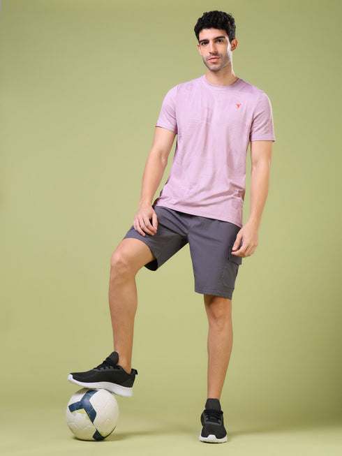 Men Jacquard Slim Fit Crew Neck T-shirt with DOUBLE COOL