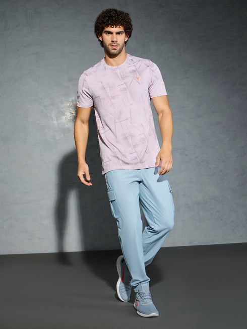 Men Jacquard Slim Fit Crew Neck T-shirt with DOUBLE COOL