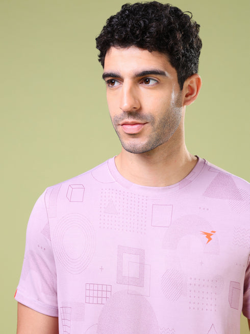 Men Jacquard Slim Fit Crew Neck T-shirt with DOUBLE COOL