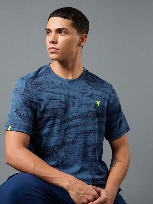 Men Jacquard Slim Fit Crew Neck T-shirt with DOUBLE COOL