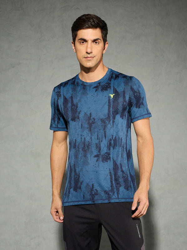 Men Jacquard Slim Fit Crew Neck T-shirt with DOUBLE COOL
