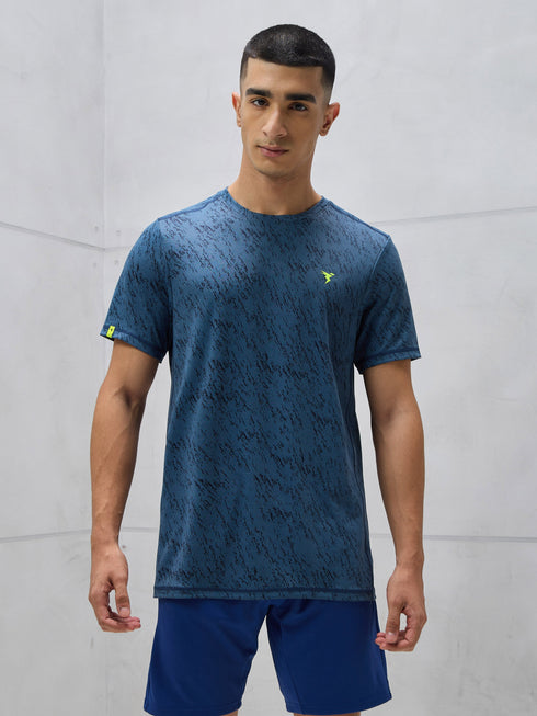 Men Jacquard Slim Fit Crew Neck T-shirt with DOUBLE COOL