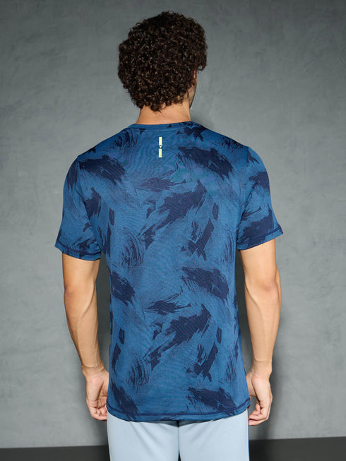 Men Jacquard Slim Fit Crew Neck T-shirt with DOUBLE COOL